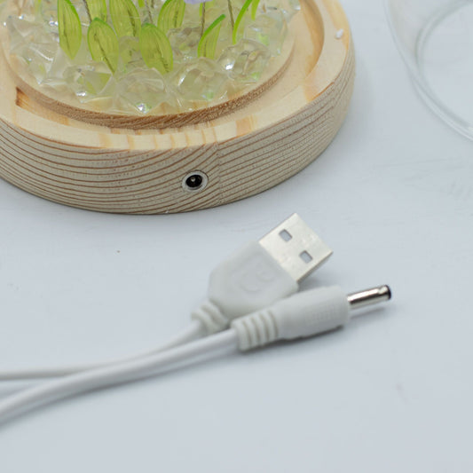 Ragyogó virágok üvegkupolában – 20 Tulipán – LED USB