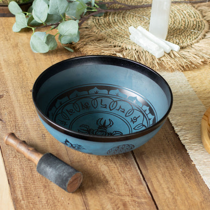 Nagy alumínium hangtál – Kettős Dorje dizájn – Kék (27 cm)