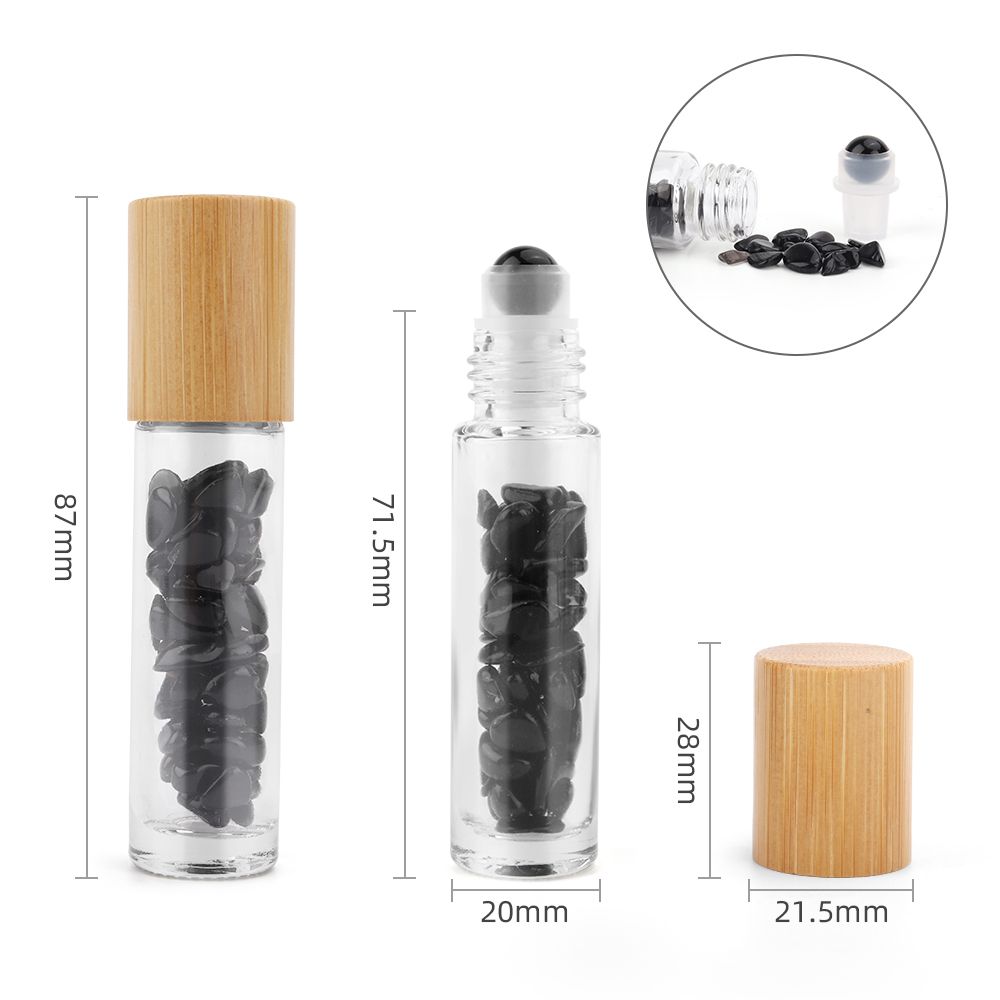 Roll-on üvegcse 5 ml – Fekete turmalin, bambusz kupak