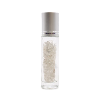Roll-on üvegcse 5 ml – hegyikristály, ezüst színű kupak