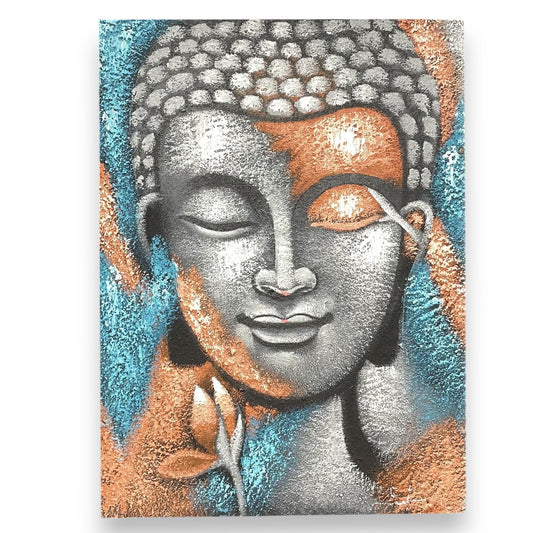 Buddha Festmény – Ezüst és Rózsaszín Virág 75 × 55 cm