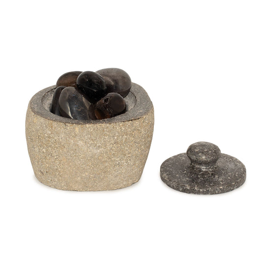 Természetes folyami kő földelő edény – kicsi (kb. 9 × 7 cm)