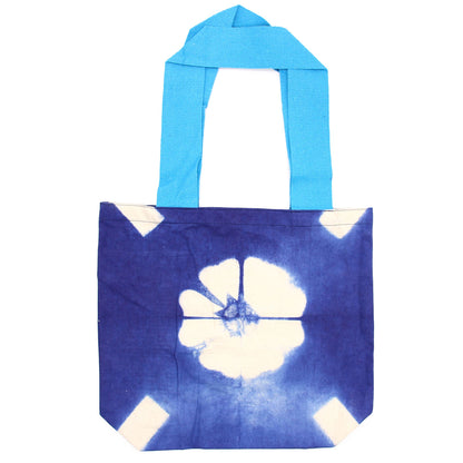 Natúr Festett Pamutvászon táska (8 oz) – 38 × 42 × 12 cm – Kék Virág