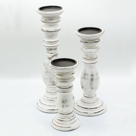 Klasszikus Gyertyatartó – Fehérre meszelt – 30 × 10 cm – Közepes