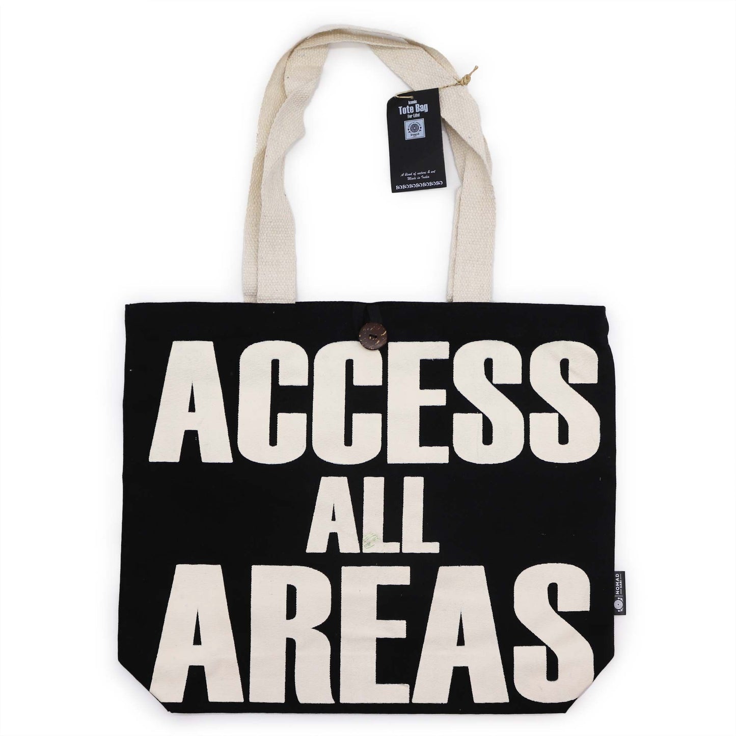 Nomad Sari Iconic Classic tote táska - BELÉPÉS MINDEN TERÜLETRE - fekete-natúr, 10 unciás
