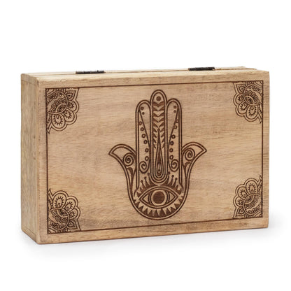 Nagy Doboz 21,5 × 14 × 6,3 cm – Hamsa – Fekete Díszített