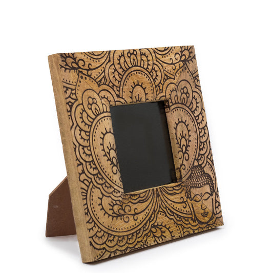 Kicsi mangófa képkeret – 10 × 15 cm-es képhez, 20 × 20 × 2 cm – Buddha – fekete