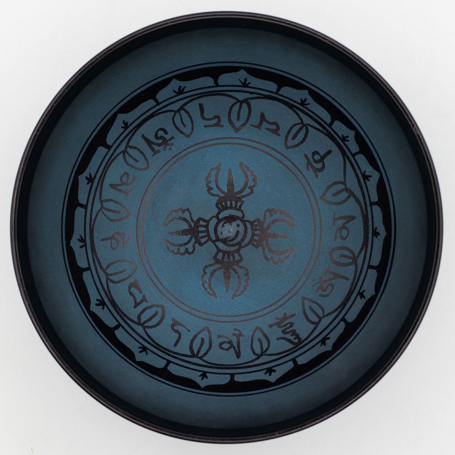 Nagy alumínium hangtál – Kettős Dorje dizájn – Kék (27 cm)