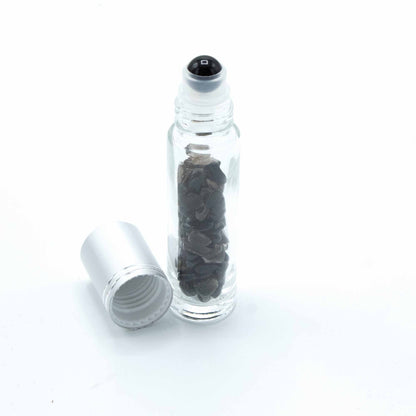 Roll-on üvegcse 5 ml – Fekete turmalin, ezüst színű kupak