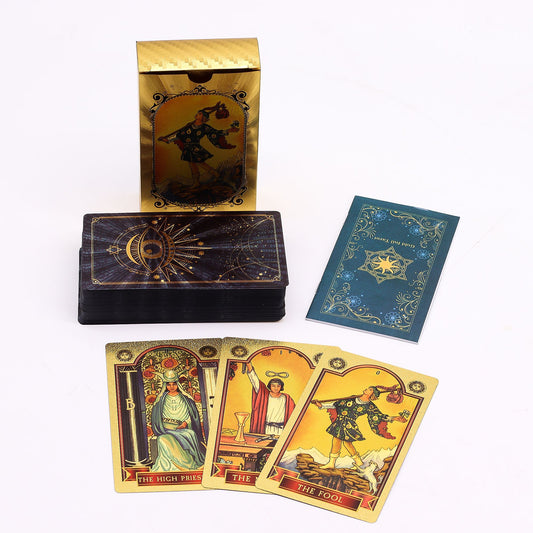 Kék és arany tarot kártya szett – Szem – könyvvel