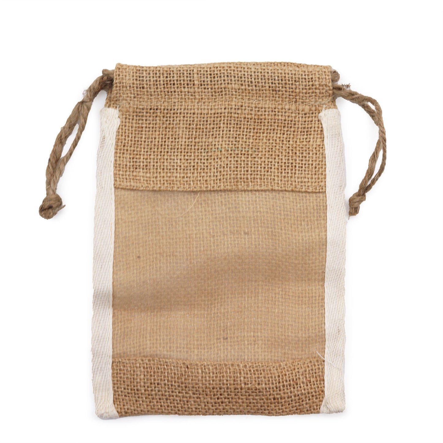 Közepes méretű mosott juta tasak – 21 × 15 cm