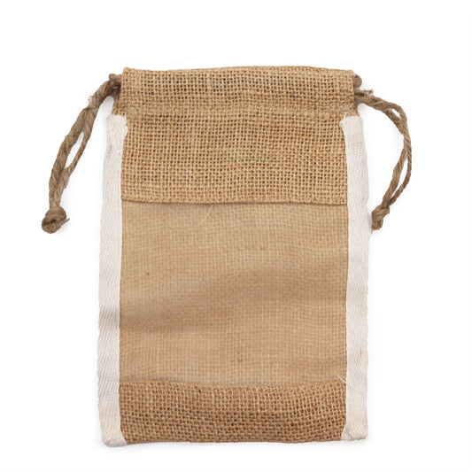 Közepes méretű mosott juta tasak – 21 × 15 cm