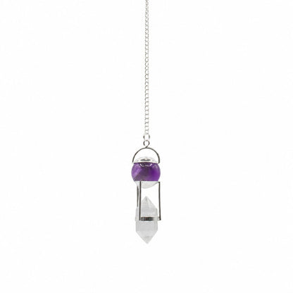 Seeker of Truth - Double Power Pendulum - Amethyst Globe - Clear Quartz Double Terminated
