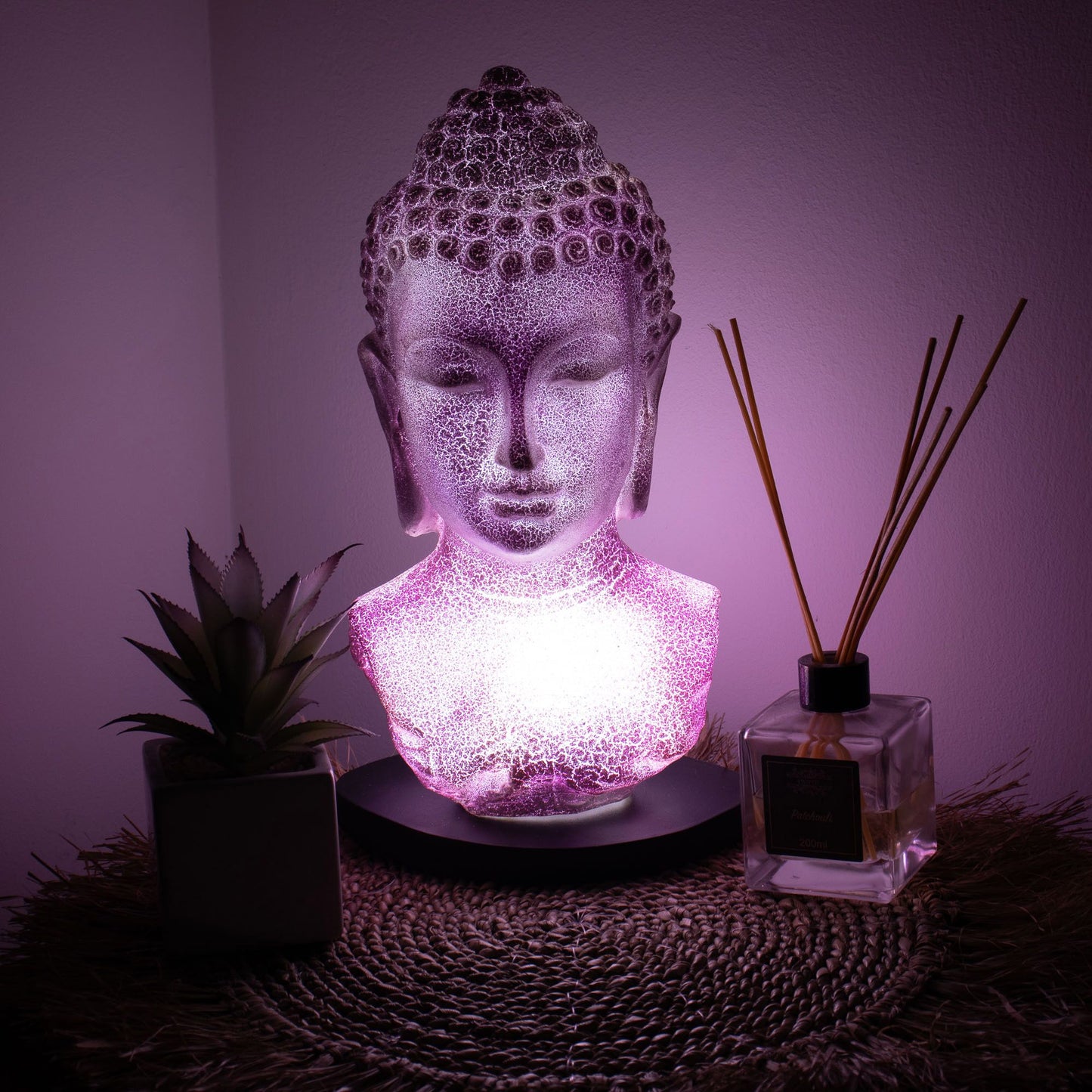 Buddha Mellszobor Lámpa Levendula Kéreg Minta - Ovális Talp