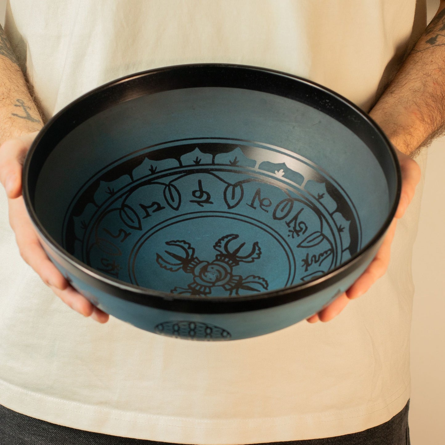 Nagy alumínium hangtál – Kettős Dorje dizájn – Kék (27 cm)