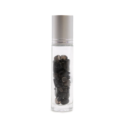 Roll-on üvegcse 5 ml – Fekete turmalin, ezüst színű kupak