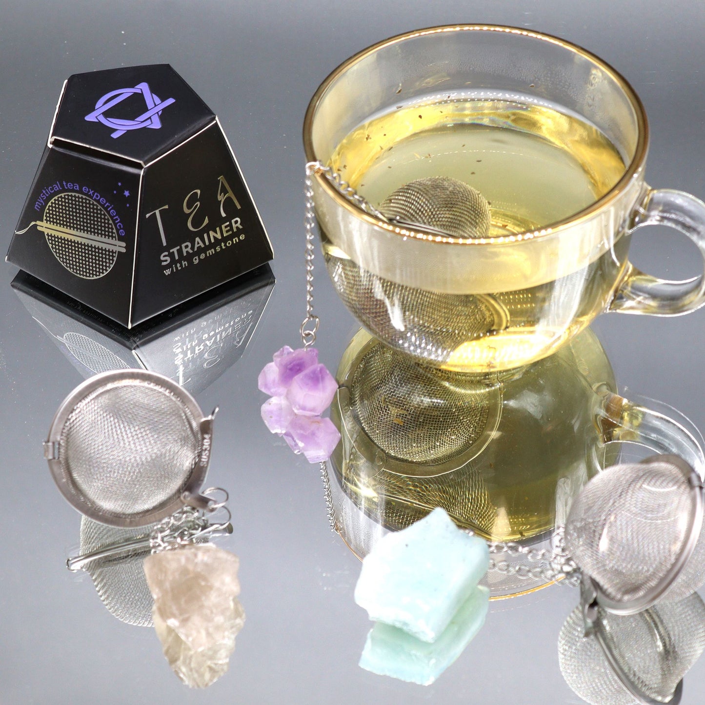 Nyers kristály drágakő teafilter - Akvamarin