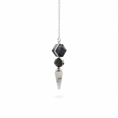 Psychic Gateway Edition - Three Piece Pendulum - Multi Fluorite - Labradorite - Rainbow Moonstone