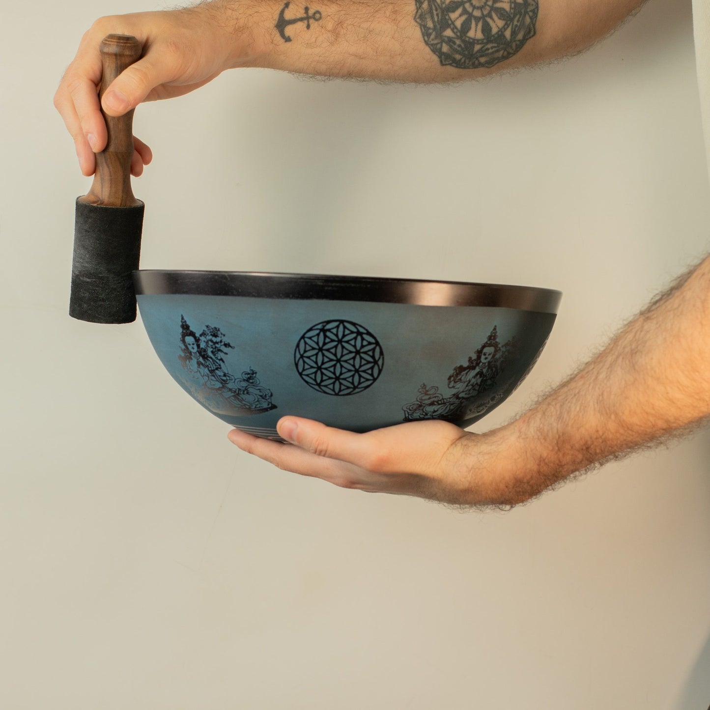 Nagy alumínium hangtál – Kettős Dorje dizájn – Kék (27 cm)
