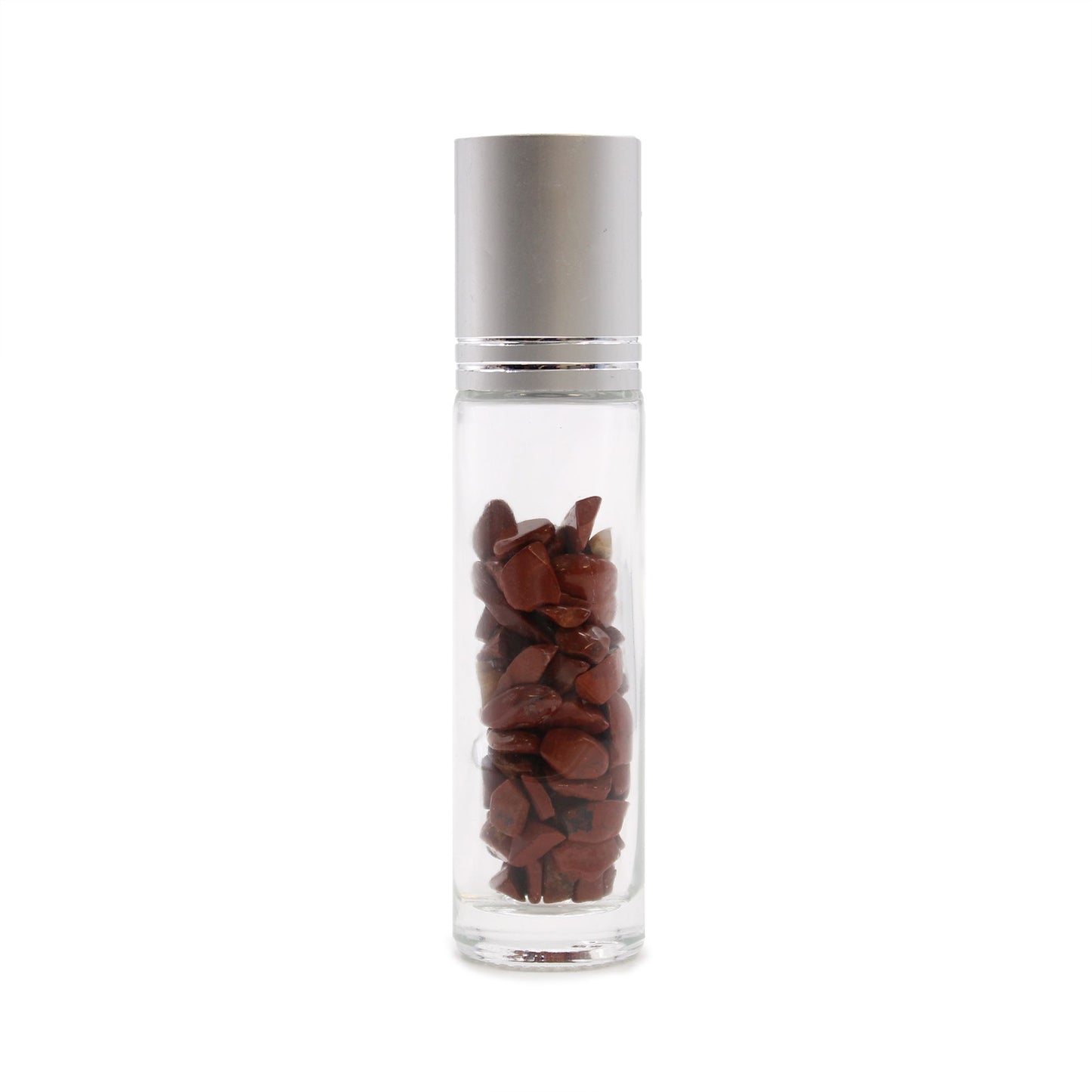 Roll-on üvegcse 5 ml – Vörös jáspis, ezüst színű kupak