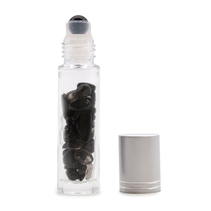 Roll-on üvegcse 5 ml – Fekete turmalin, ezüst színű kupak