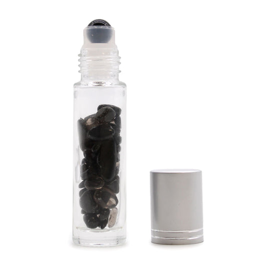 Roll-on üvegcse 5 ml – Fekete turmalin, ezüst színű kupak