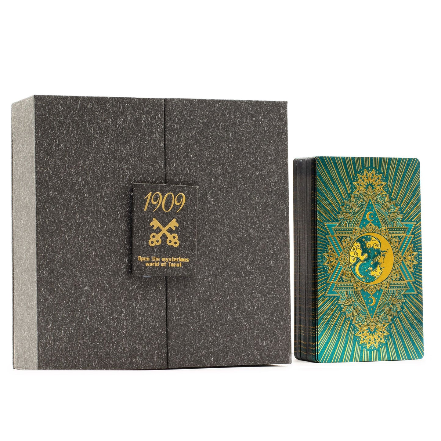 Arany és türkiz tarot kártya szett – könyvvel