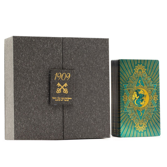 Arany és türkiz tarot kártya szett – könyvvel
