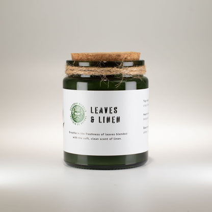 Greenman Woodwick Szójaviasz Gyertya - Levelek és Len