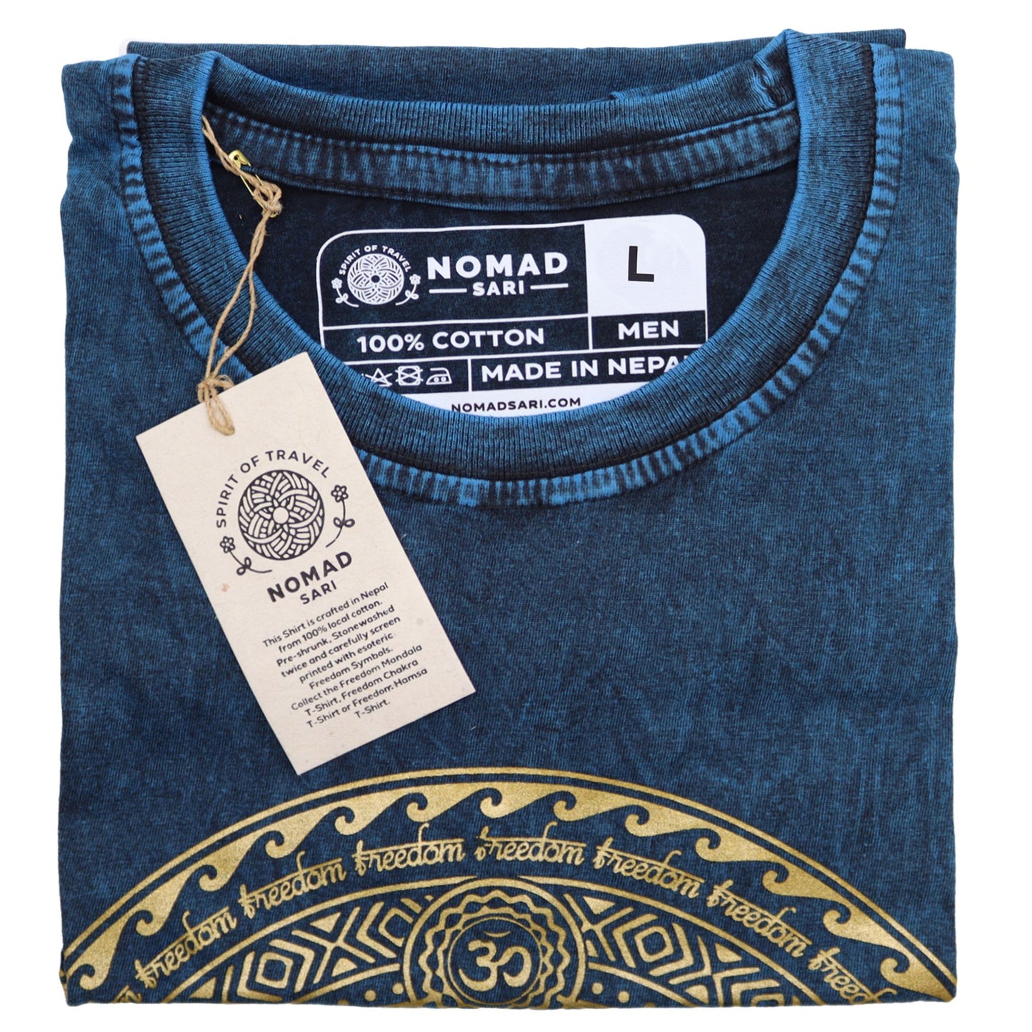 Kővel Mosott Póló, L méret – Hamsa – Kék