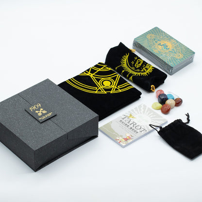 Arany és türkiz tarot kártya szett – könyvvel