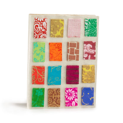 Közepes Lokta papírnapló – csempemintás (15 × 12 cm) – 45 oldal – natúr