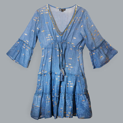 Nomad Sari On the Med Collection - Dress - Sea Blue & Gold Fish
