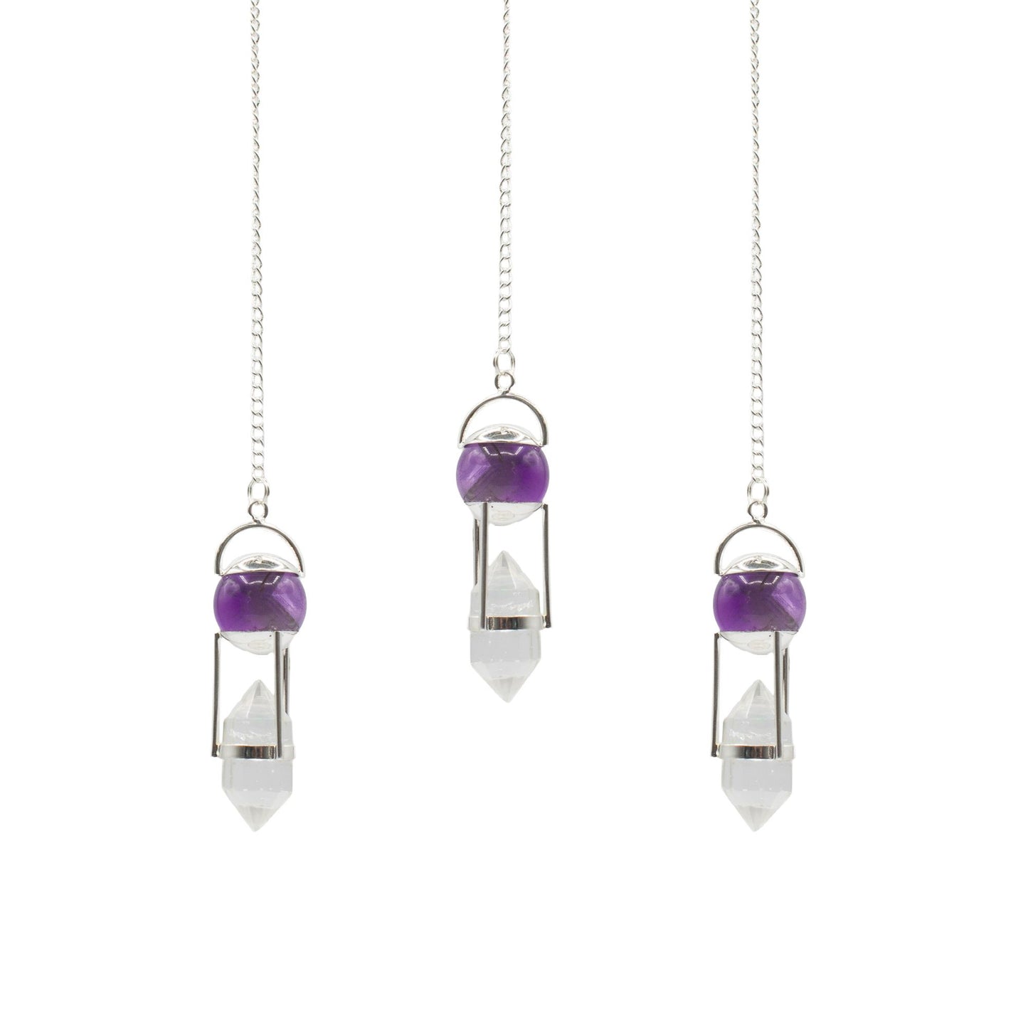 Seeker of Truth - Double Power Pendulum - Amethyst Globe - Clear Quartz Double Terminated