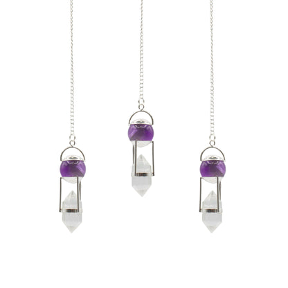 Seeker of Truth - Double Power Pendulum - Amethyst Globe - Clear Quartz Double Terminated