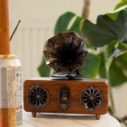 Retro mini dupla gramofon hangszóró – Bluetooth – 2 × 5,4 watt