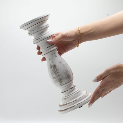 Klasszikus Gyertyatartó – Fehérre meszelt – 30 × 10 cm – Közepes