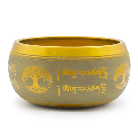Nagy alumínium hangtál – Buddha életfa – Réz színű (19 cm)