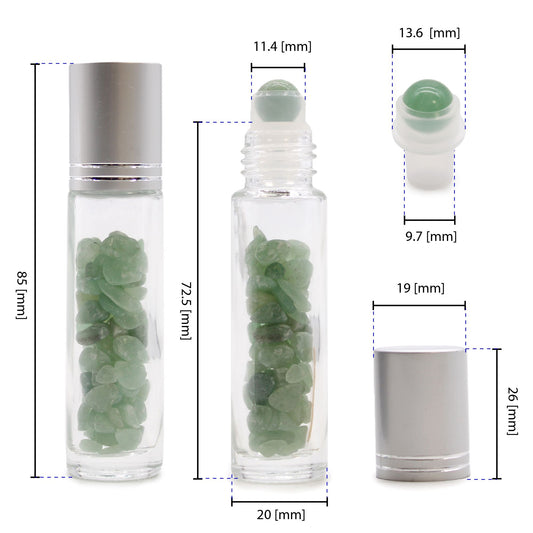 Roll-on üvegcse 5 ml – Aventurin, ezüst színű kupak