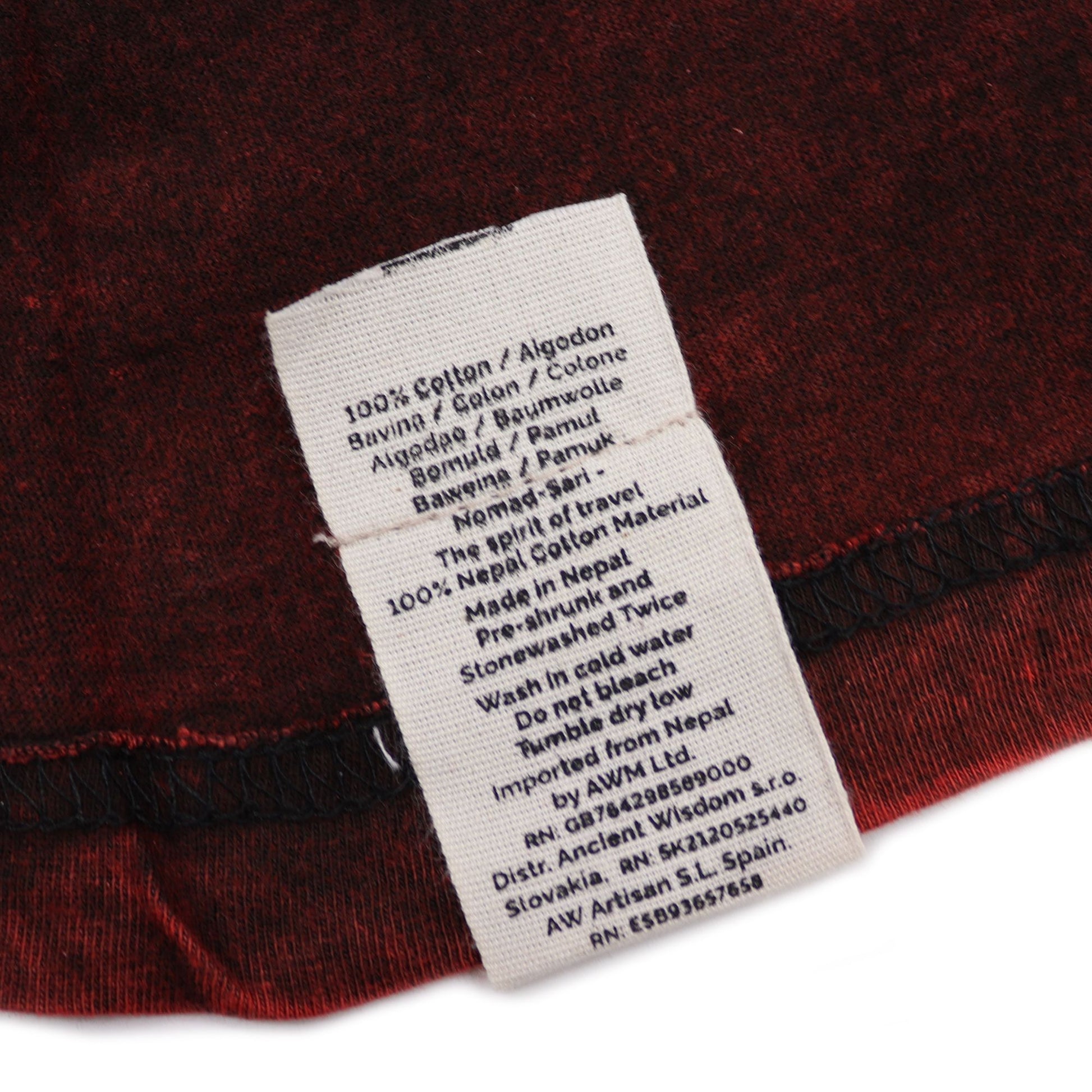 Nomad Sari Stonewashed Cotton T-Shirt - Mandala - Maroon
