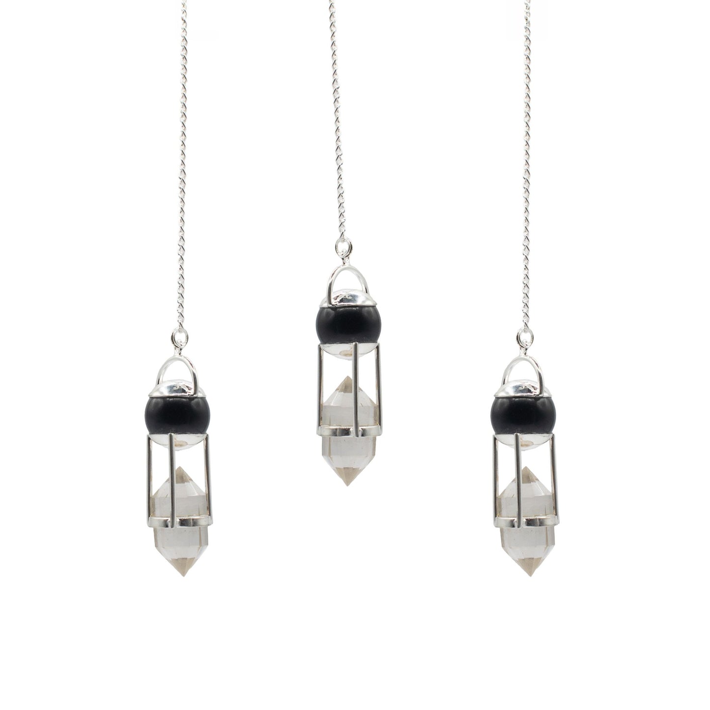 Shadow Seer - Double Power Pendulum - Obsidian Globe - Clear Quartz Double Terminated
