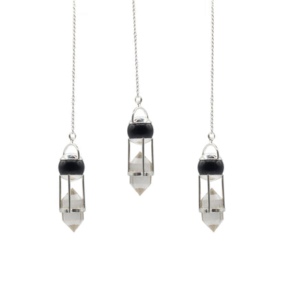 Shadow Seer - Double Power Pendulum - Obsidian Globe - Clear Quartz Double Terminated