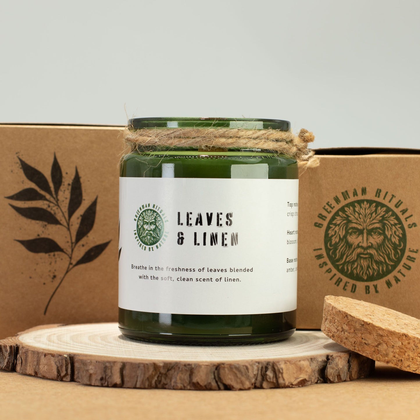 Greenman Woodwick Szójaviasz Gyertya - Levelek és Len