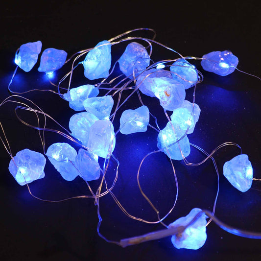 LED fényfüzér kristályokkal - celesztit