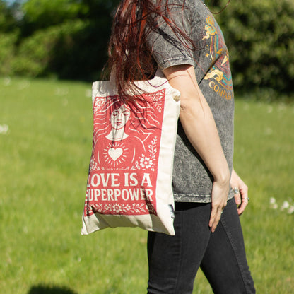 Toni táska – Love is a superpower (42 × 30 cm) – 10 oz