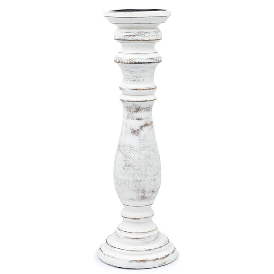 Klasszikus Gyertyatartó – Fehérre meszelt – 37 × 10 cm – Nagy