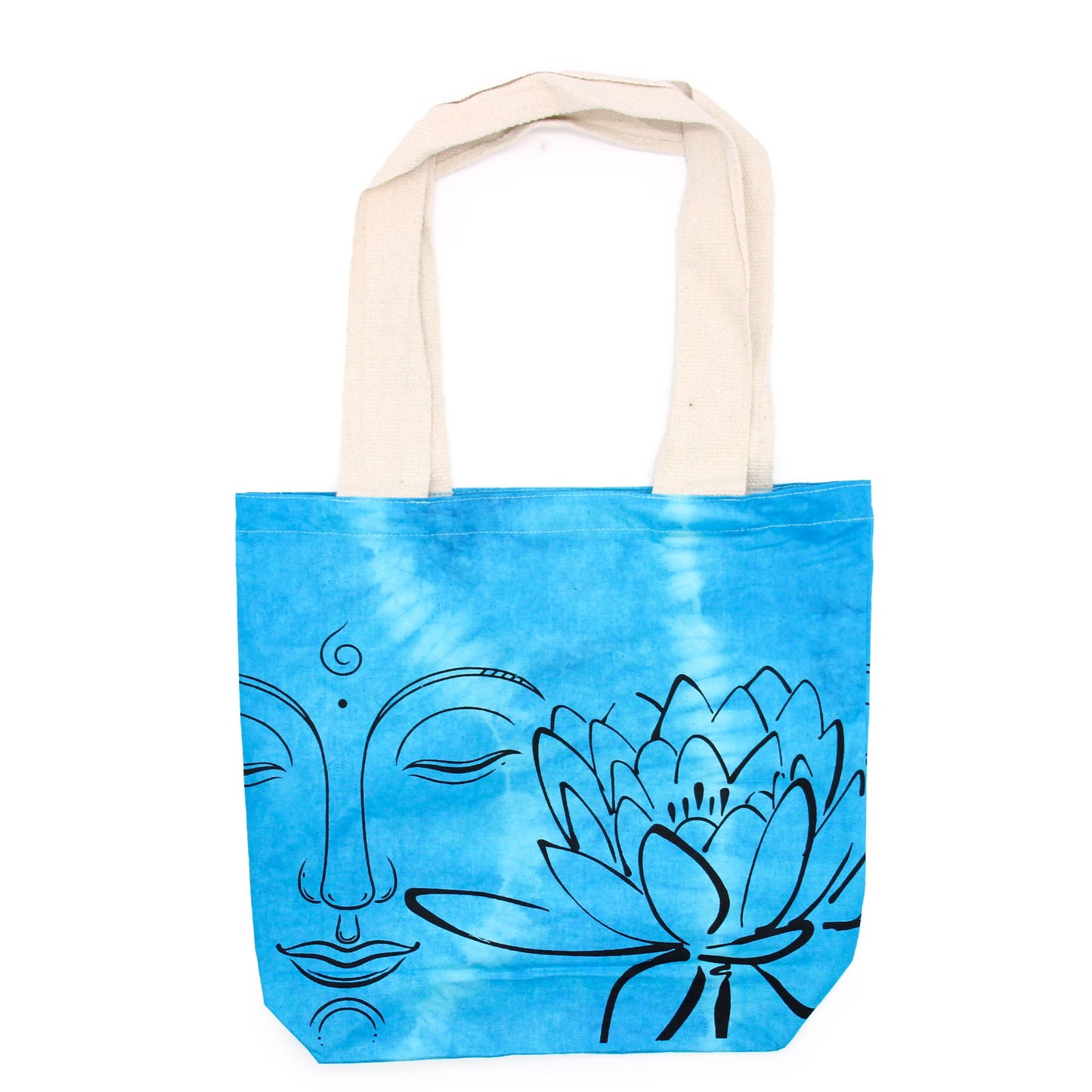 Színes Festett Pamut táska (6 oz) – 38 × 42 × 12 cm – Lótusz Buddha – Kék