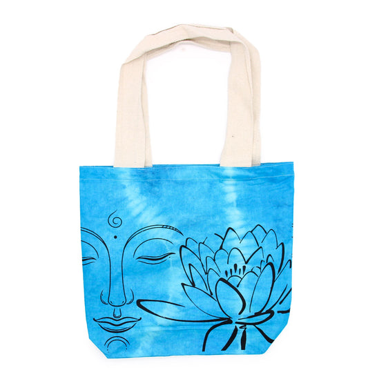 Színes Festett Pamut táska (6 oz) – 38 × 42 × 12 cm – Lótusz Buddha – Kék