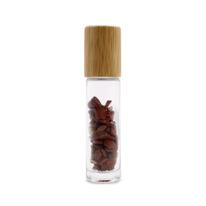 Roll-on üvegcse 5 ml – Vörös jáspis, bambusz kupak