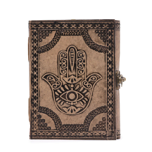 Hamsa – Ezoterikus jegyzetfüzet – Antik szürke – 200 oldal, varrott szélű – 17,5 × 12,5 × 3 cm
